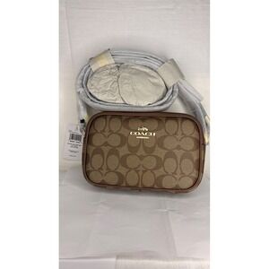 Coach CQ874 Signature Mini Jamie Camera Bag Khaki Saddle Brown Crossbody